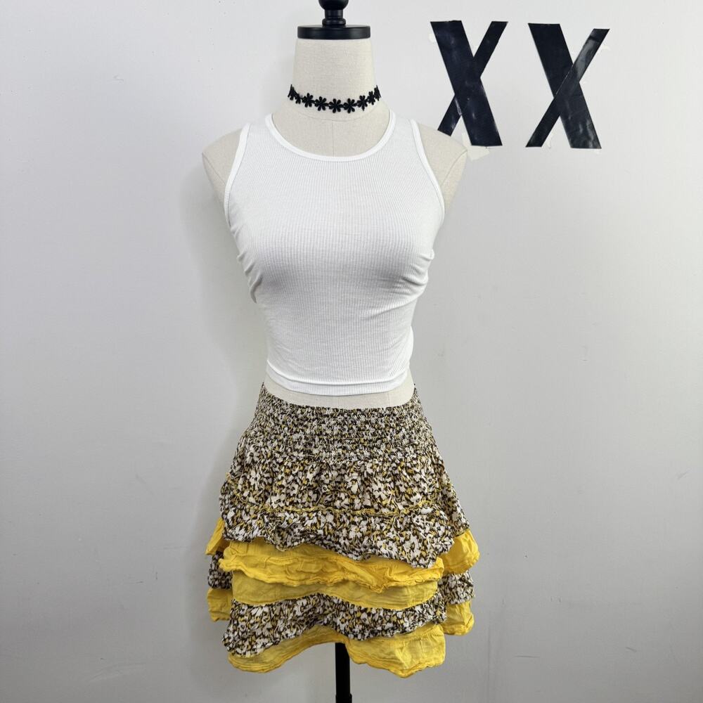 Vintage Y2K L.E.I. Ditsy Floral Tiered Ruffle Mini Skirt Indie Fairy M